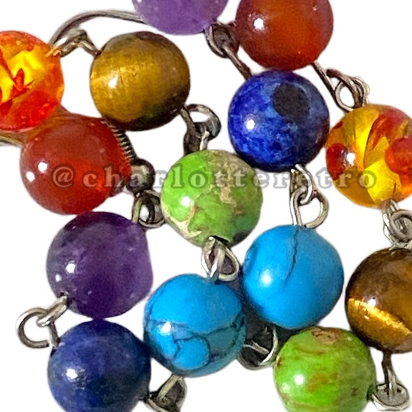 Chakra Bead Dangle Earrings - Picture 1 of 6